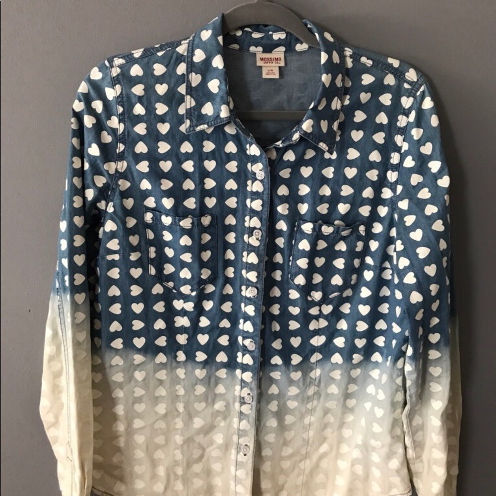 Denim heart button down